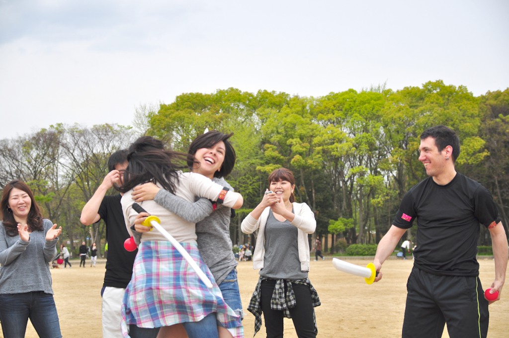 Involuntarily hug with my friends